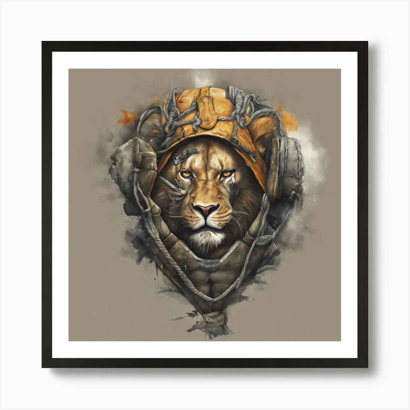 Lion In Armor Art Print Framed Wall Art Poster Canvas Print Picture