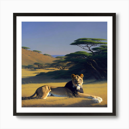 Lion In The Grass 8 Art Print Framed Wall Art Poster Canvas Print Picture