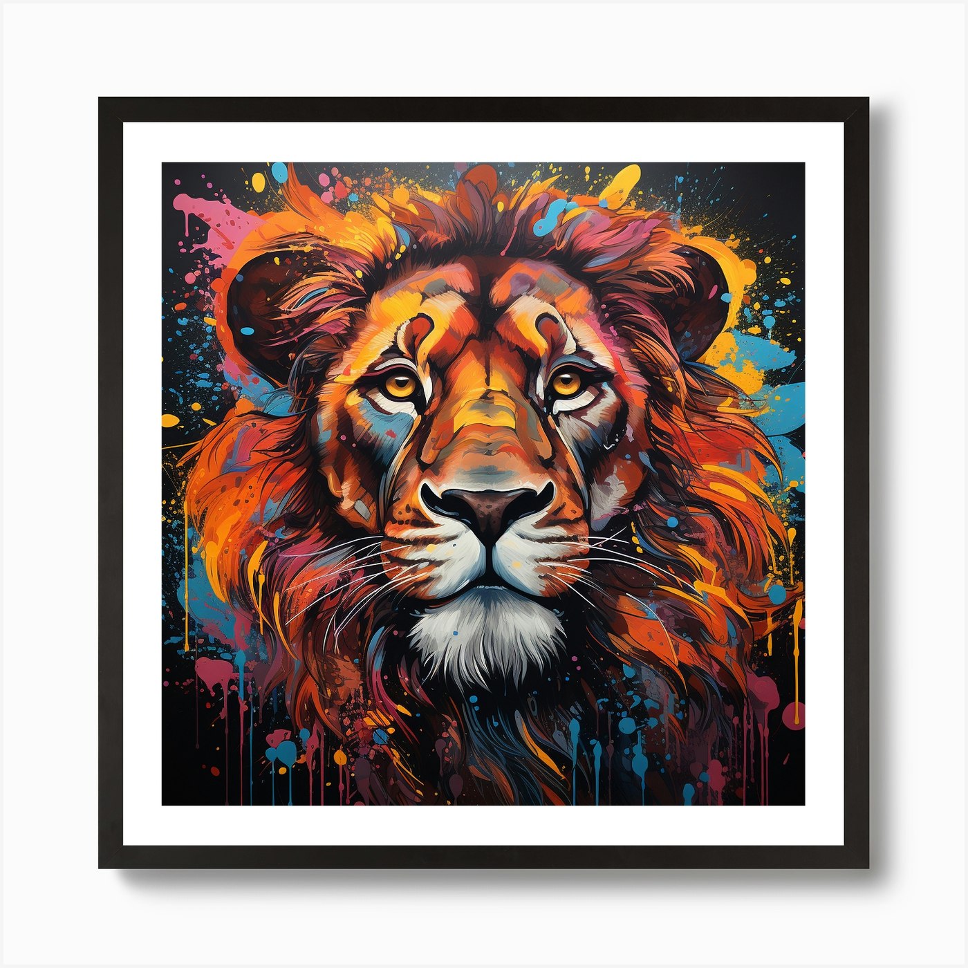 Grafitti Lion Art Print Framed Wall Art Poster Canvas Print Picture