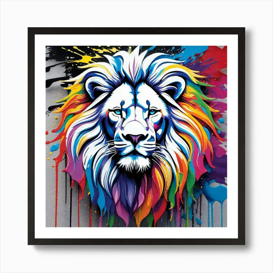 Colorful Lion 14 Art Print Framed Wall Art Poster Canvas Print Picture