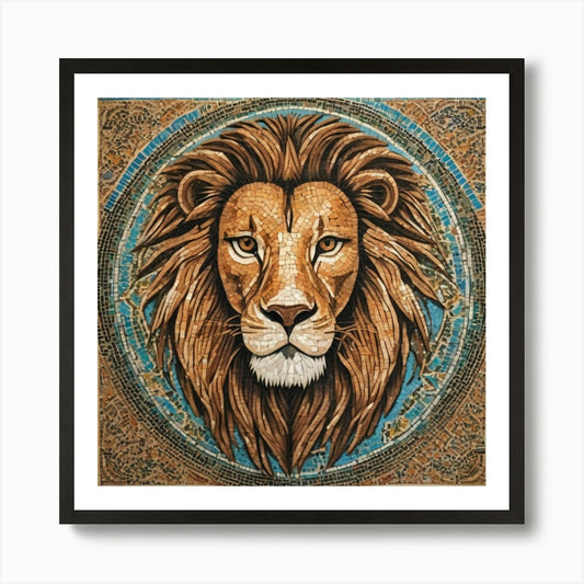 Lion Mosaic Geometric Art Print Framed Wall Art Poster Canvas Print Picture