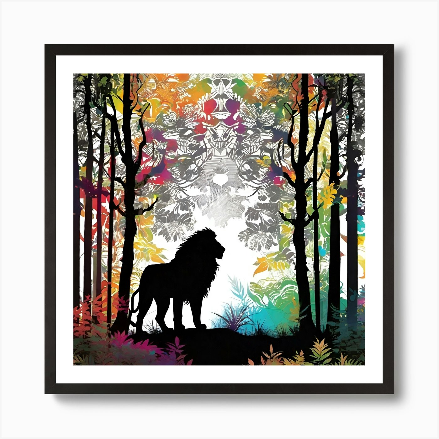 Lion In The Forest 34 Art Print Framed Wall Art Poster Canvas Print Picture
