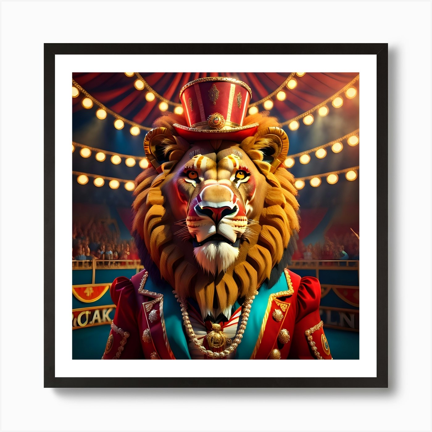 Lion King Ringmaster Big Top Circus Framed Wall Art Poster Canvas Print Picture