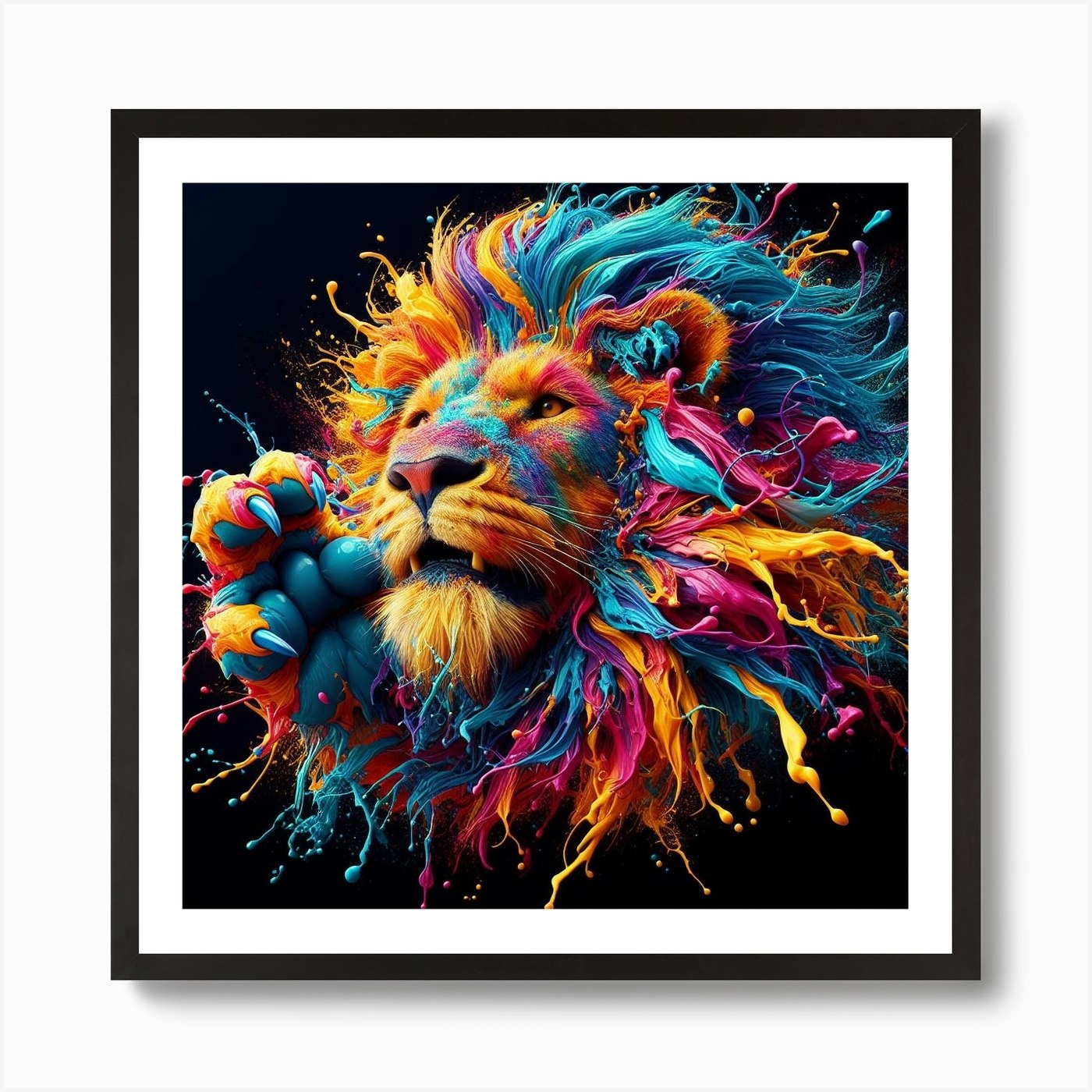 Colorful Lion 1 Art Print Framed Wall Art Poster Canvas Print Picture
