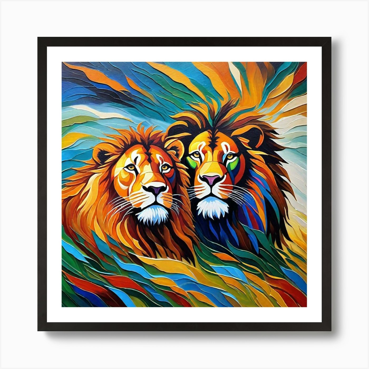 Lions 1 Art Print Framed Wall Art Poster Canvas Print Picture