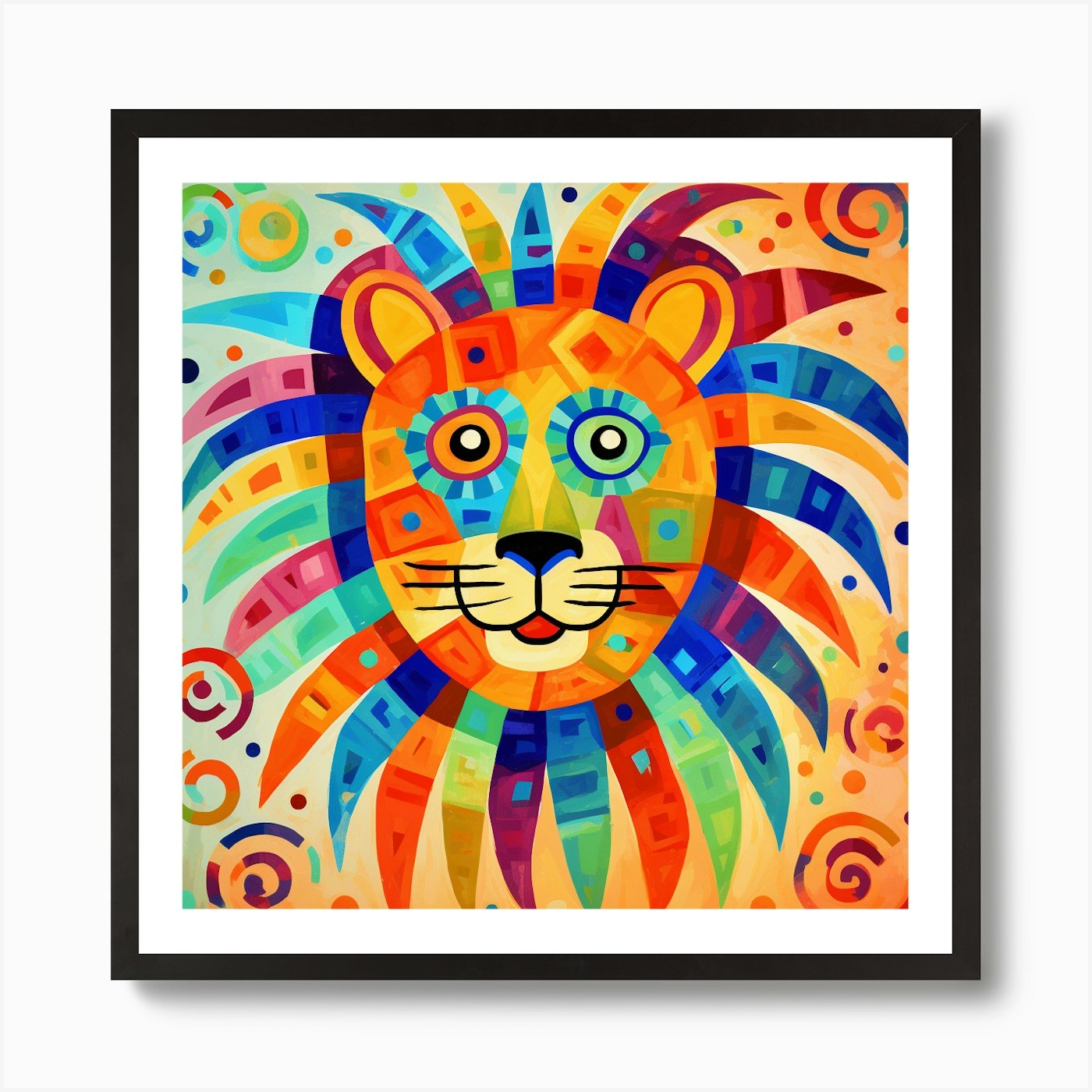 Colorful Lion Art Print Framed Wall Art Poster Canvas Print Picture