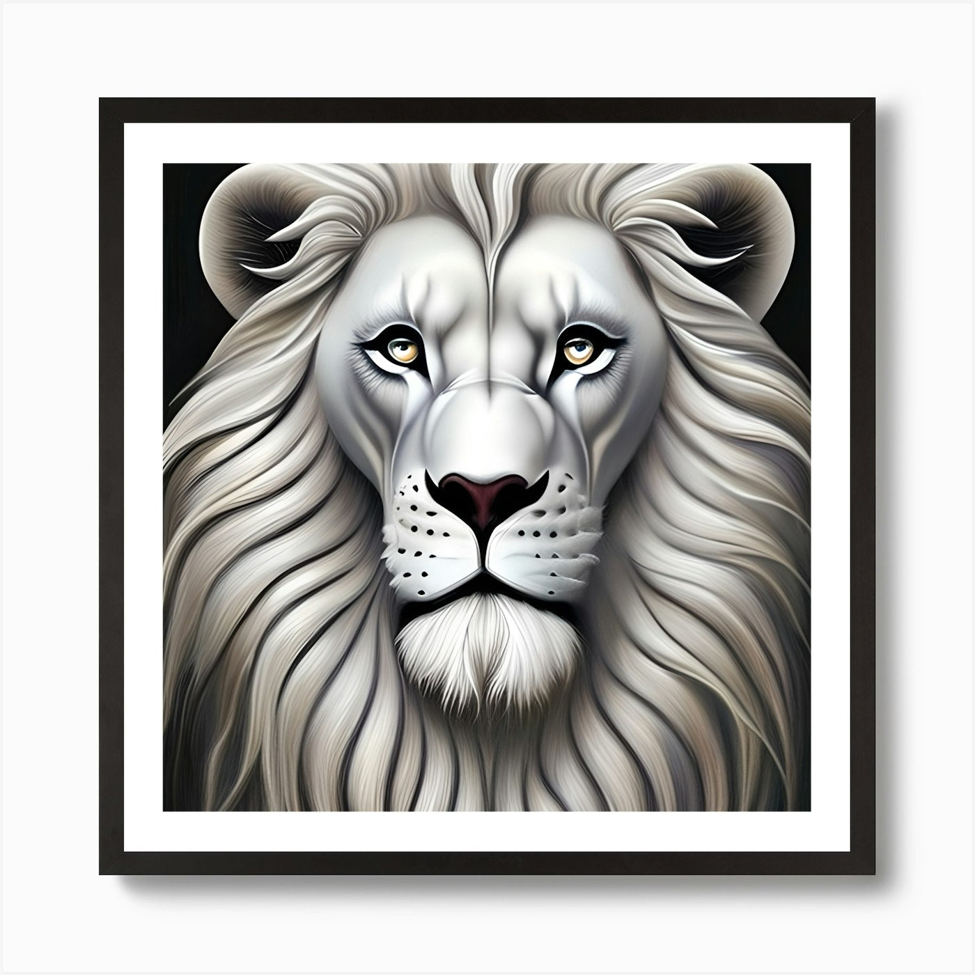 Pretty White Lion Art Print Framed Wall Art Poster Canvas Print Picture