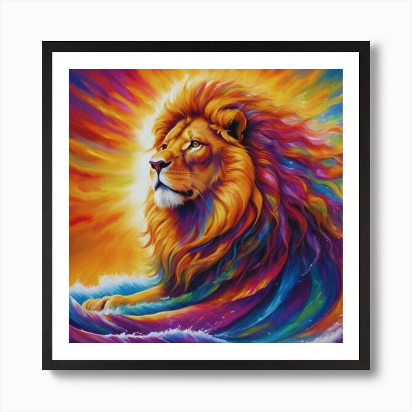 Lion In The Ocean Art Print Framed Wall Art Poster Canvas Print Picture