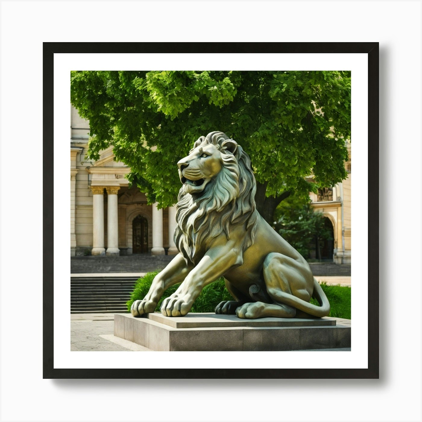 Statue Of A Lion Art Print Framed Wall Art Poster Canvas Print Picture