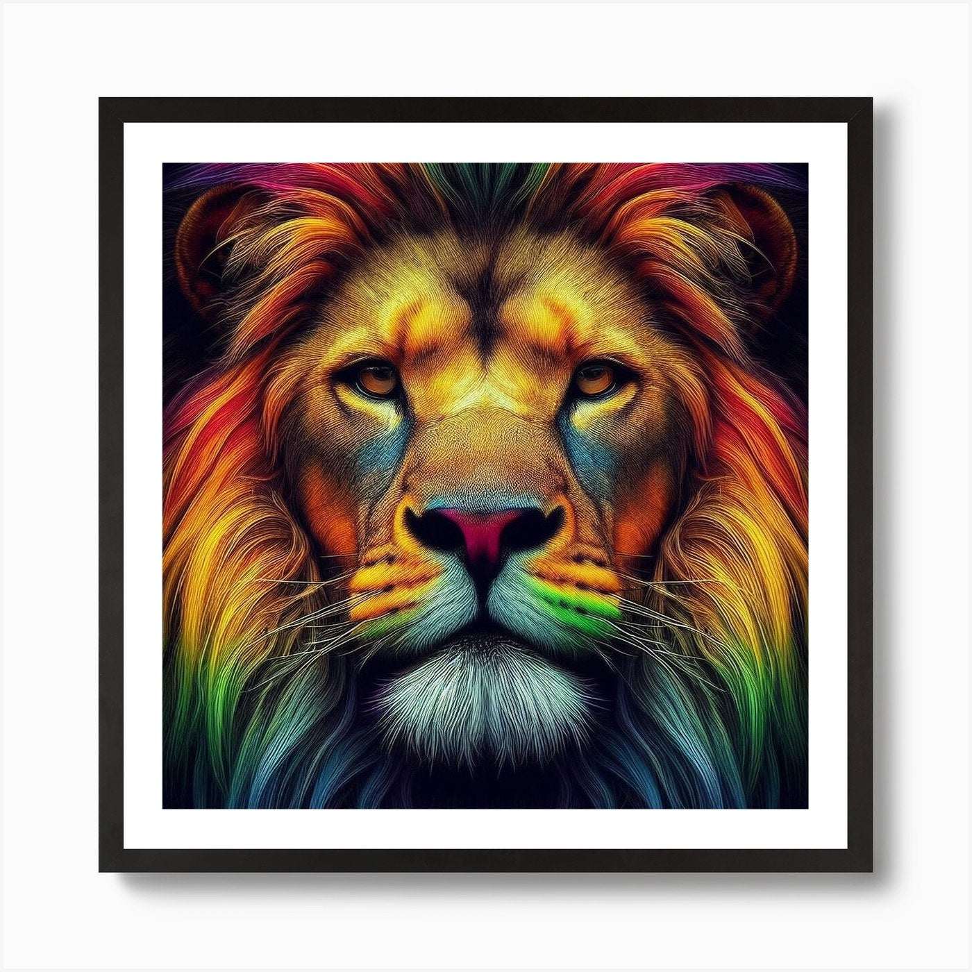 Rainbow Lion 1 Art Print Framed Wall Art Poster Canvas Print Picture