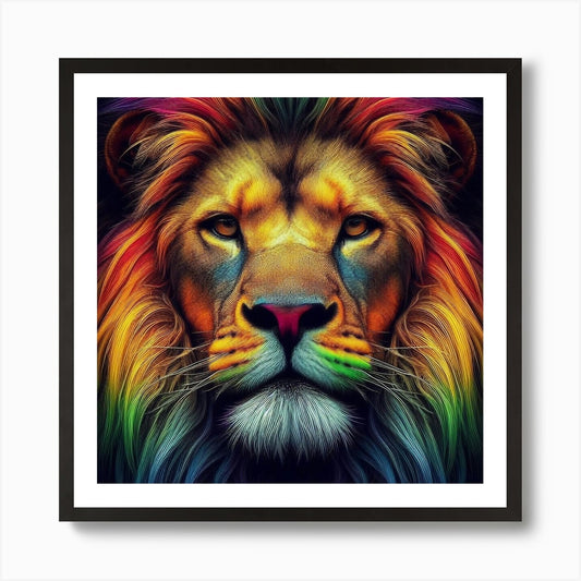 Rainbow Lion 1 Art Print Framed Wall Art Poster Canvas Print Picture