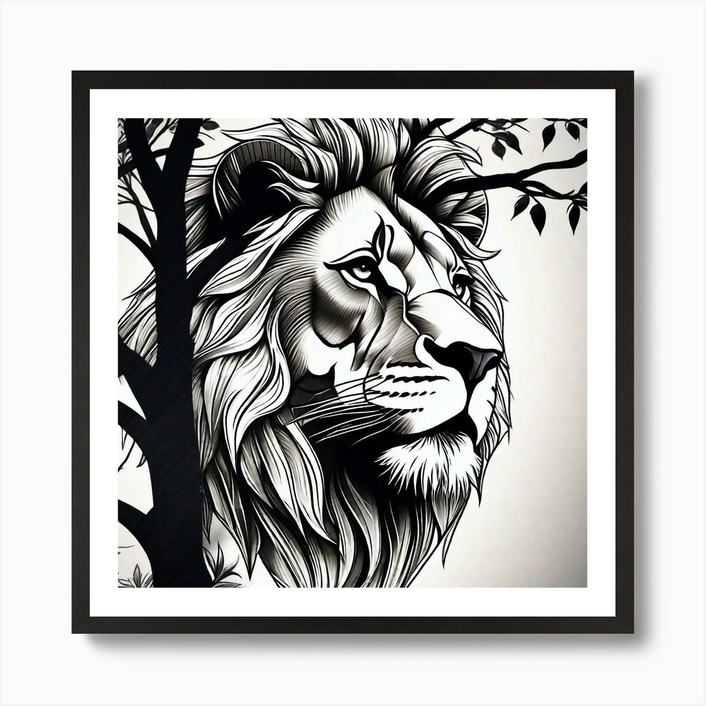 Lion In The Tree 2 Art Print Framed Wall Art Poster Canvas Print Picture