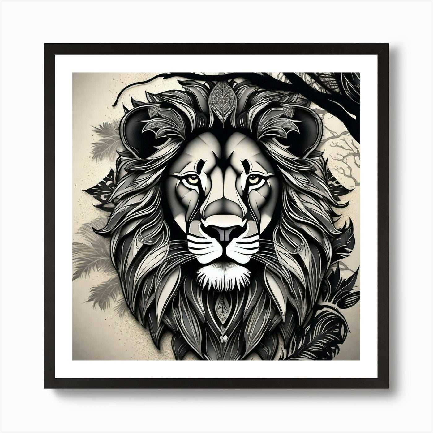 Lion Head 29 Art Print Framed Wall Art Poster Canvas Print Picture