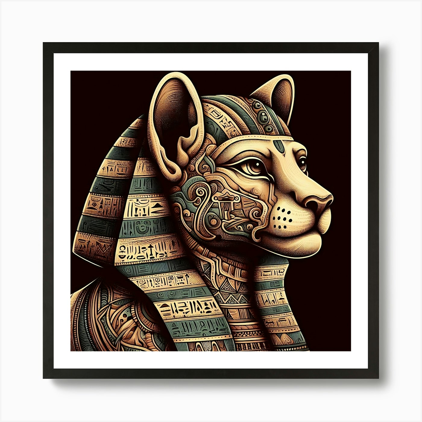 Egyptian Lion Art Print Framed Wall Art Poster Canvas Print Picture