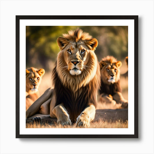Pride of lion Art Print Framed Wall Art Poster Canvas Print Picture