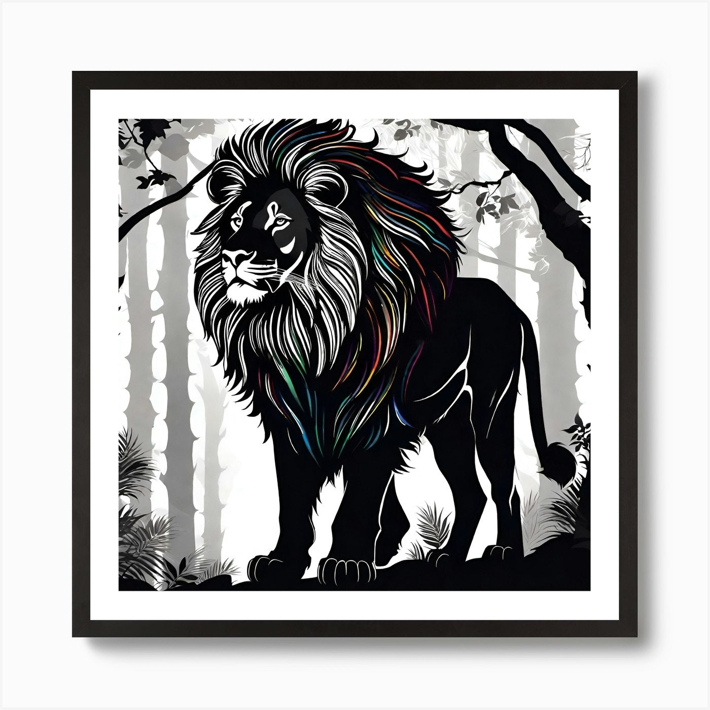 Lion In The Forest 9 Art Print Framed Wall Art Poster Canvas Print Picture