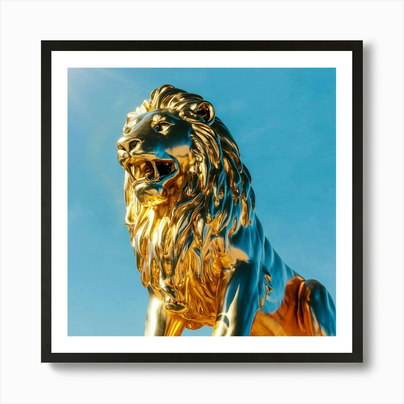 Golden Lion Statue Art Print Framed Wall Art Poster Canvas Print Picture