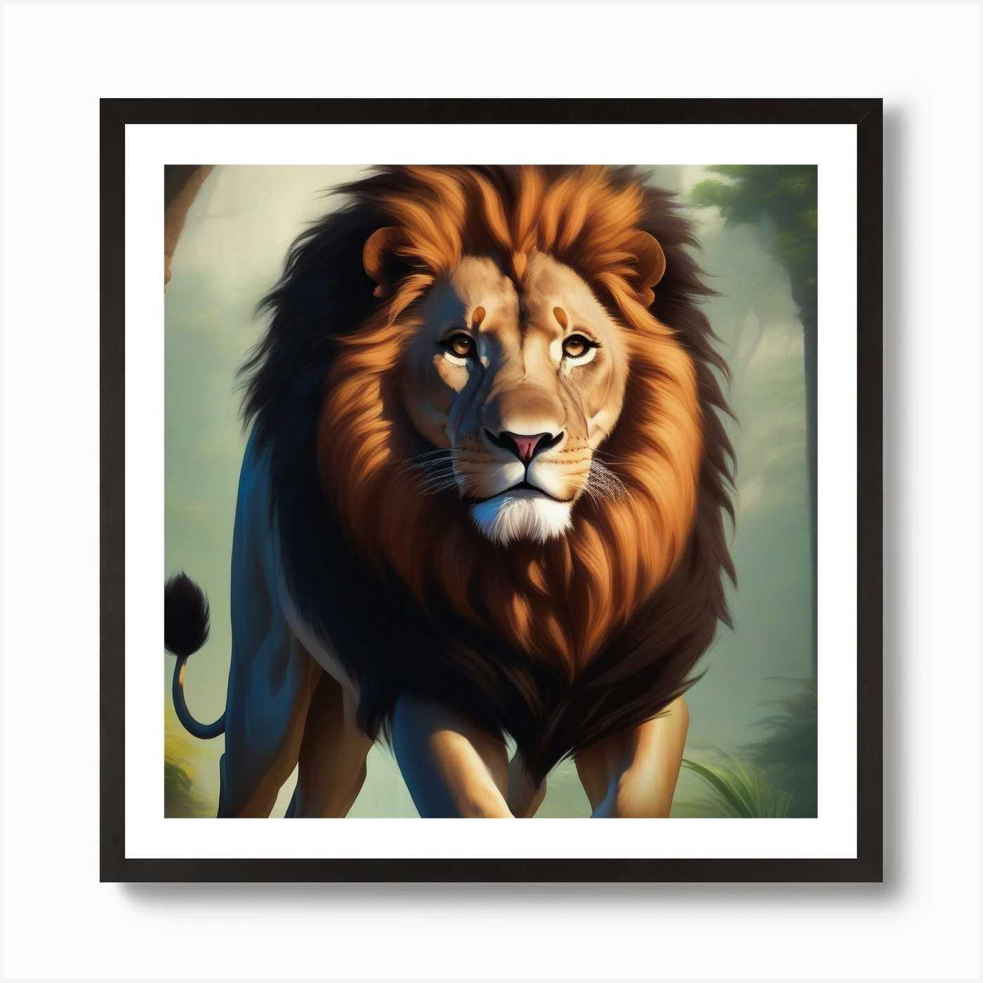 Lion In The Forest 1 Art Print Framed Wall Art Poster Canvas Print Picture