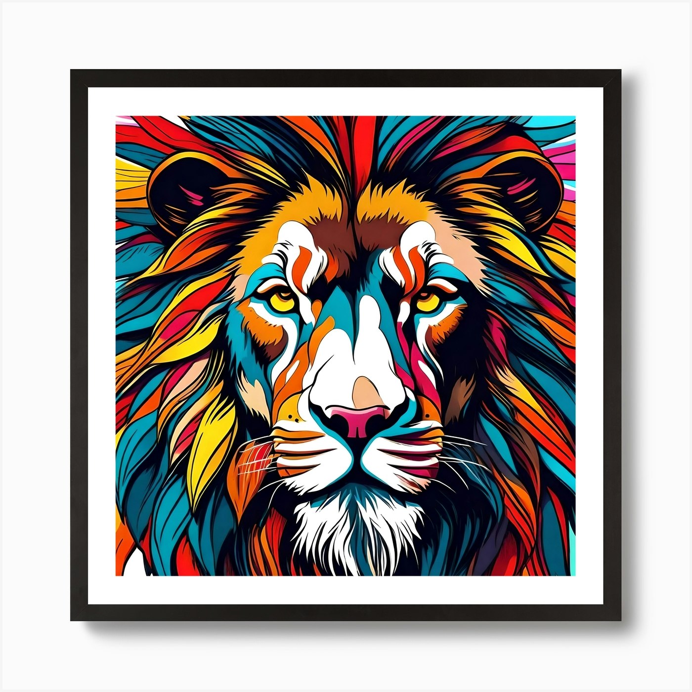 Colorful Lion Head Art Print Framed Wall Art Poster Canvas Print Picture