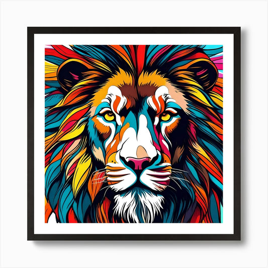 Colorful Lion Head Art Print Framed Wall Art Poster Canvas Print Picture