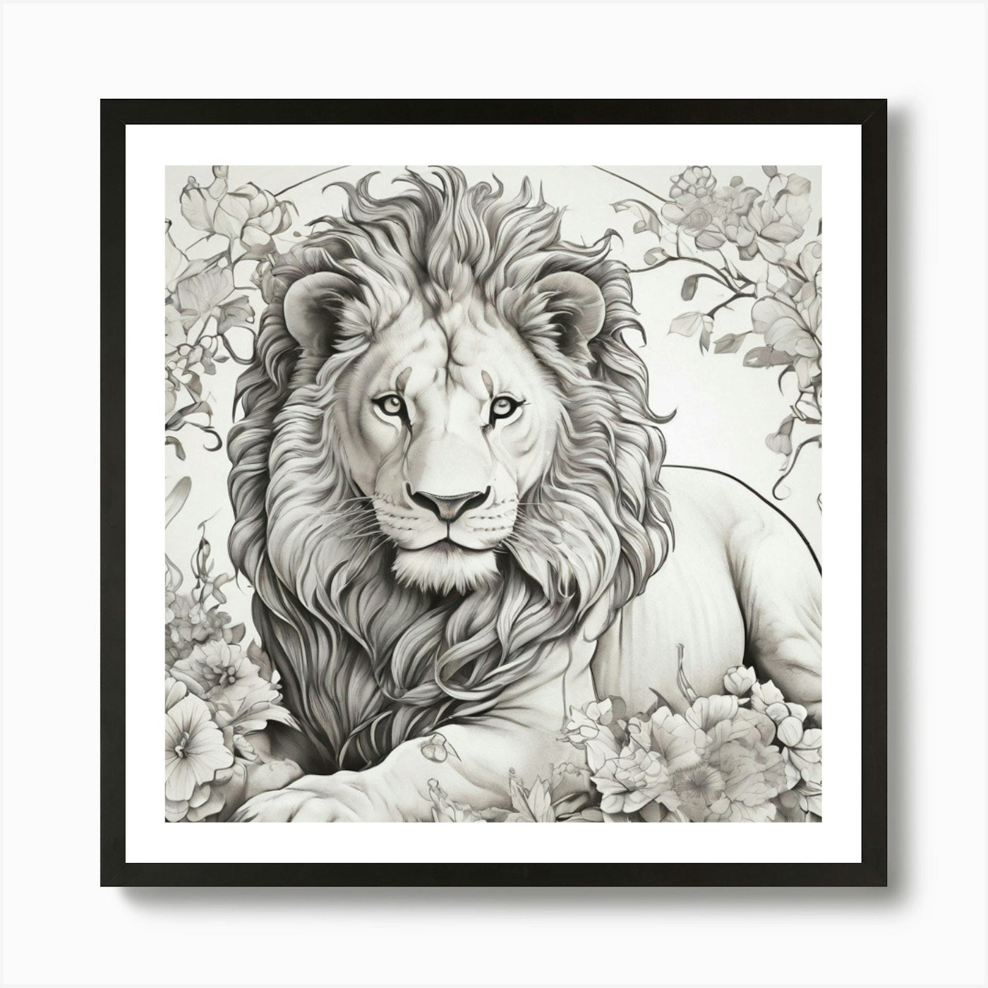 Lion In The Forest Art Print Framed Wall Art Poster Canvas Print Picture