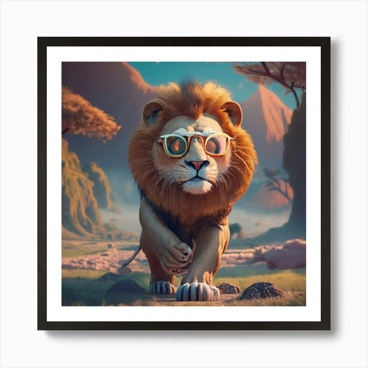 Texte Free Lion Photo Cinematic (2) Framed Wall Art Poster Canvas Print Picture
