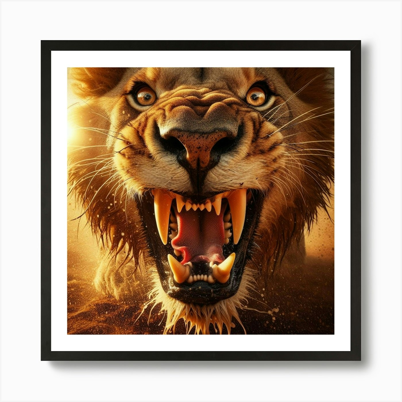Lion Roaring 1 Art Print Framed Wall Art Poster Canvas Print Picture
