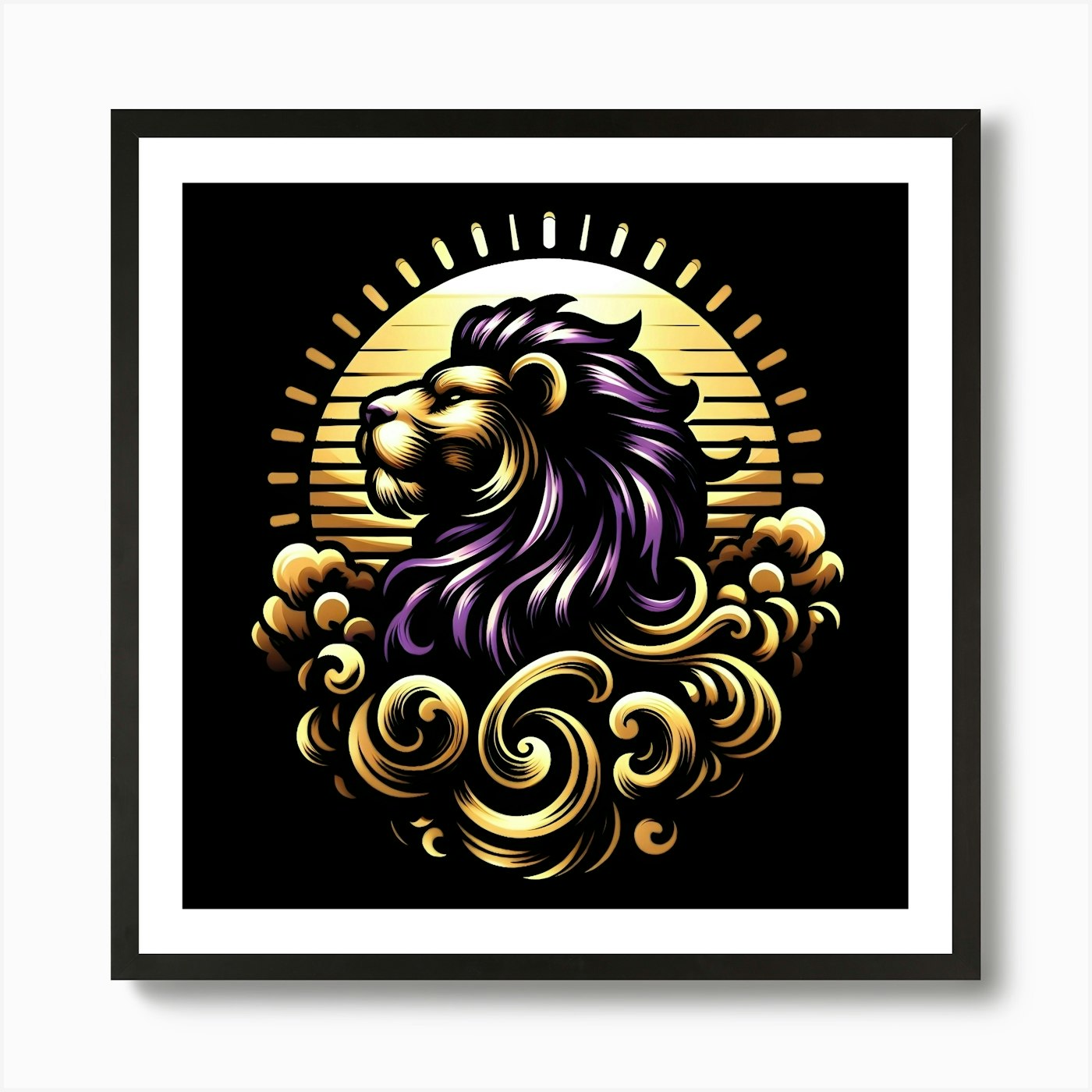 Golden Lion 5 Art Print Framed Wall Art Poster Canvas Print Picture