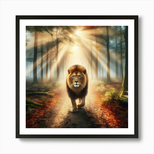 Lion In The Forest 5 Art Print Framed Wall Art Poster Canvas Print Picture