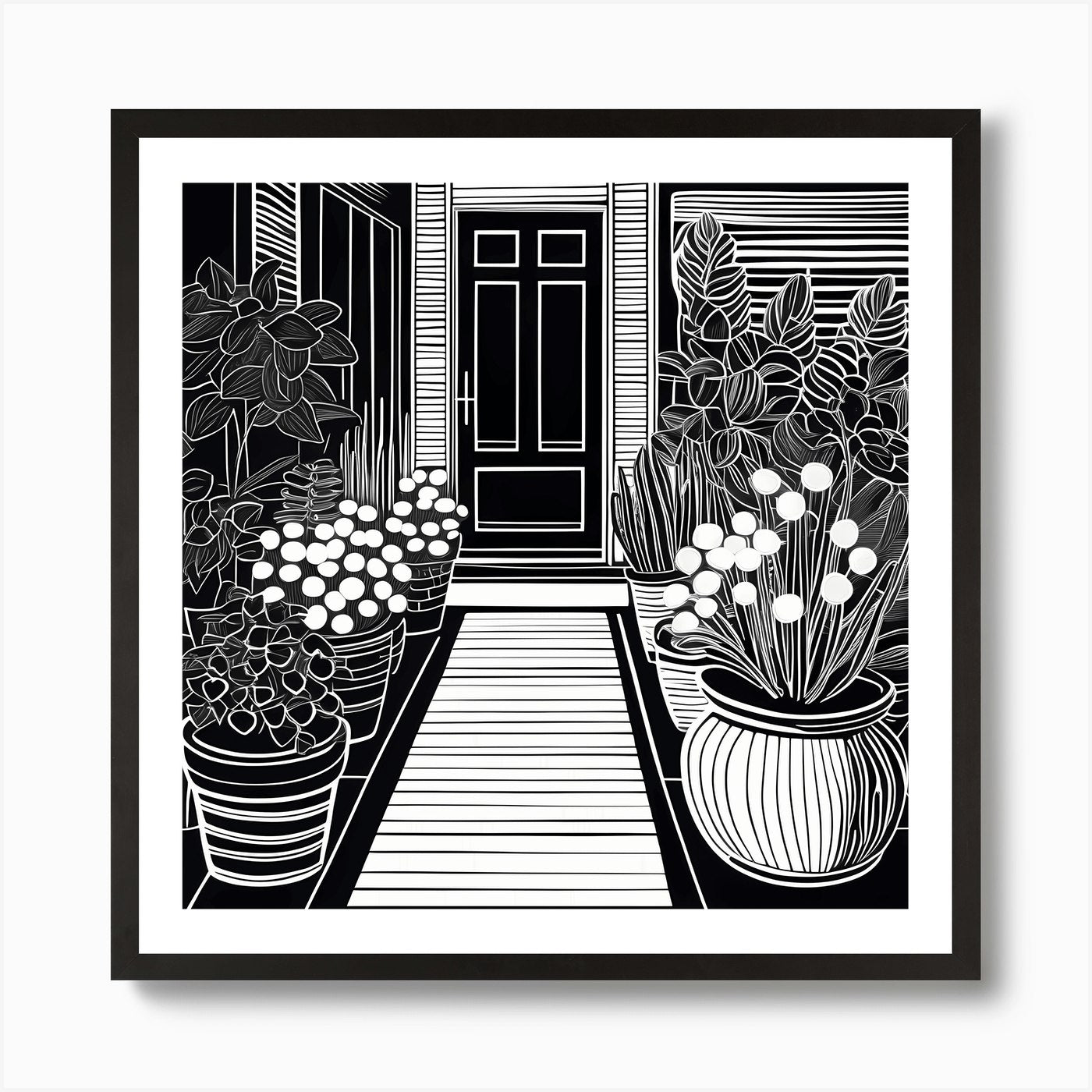 Lion cut inspired Black and white G Framed Wall Art Poster Canvas Print Picture