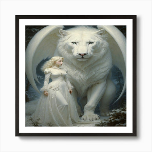 White Lion Art Print Framed Wall Art Poster Canvas Print Picture