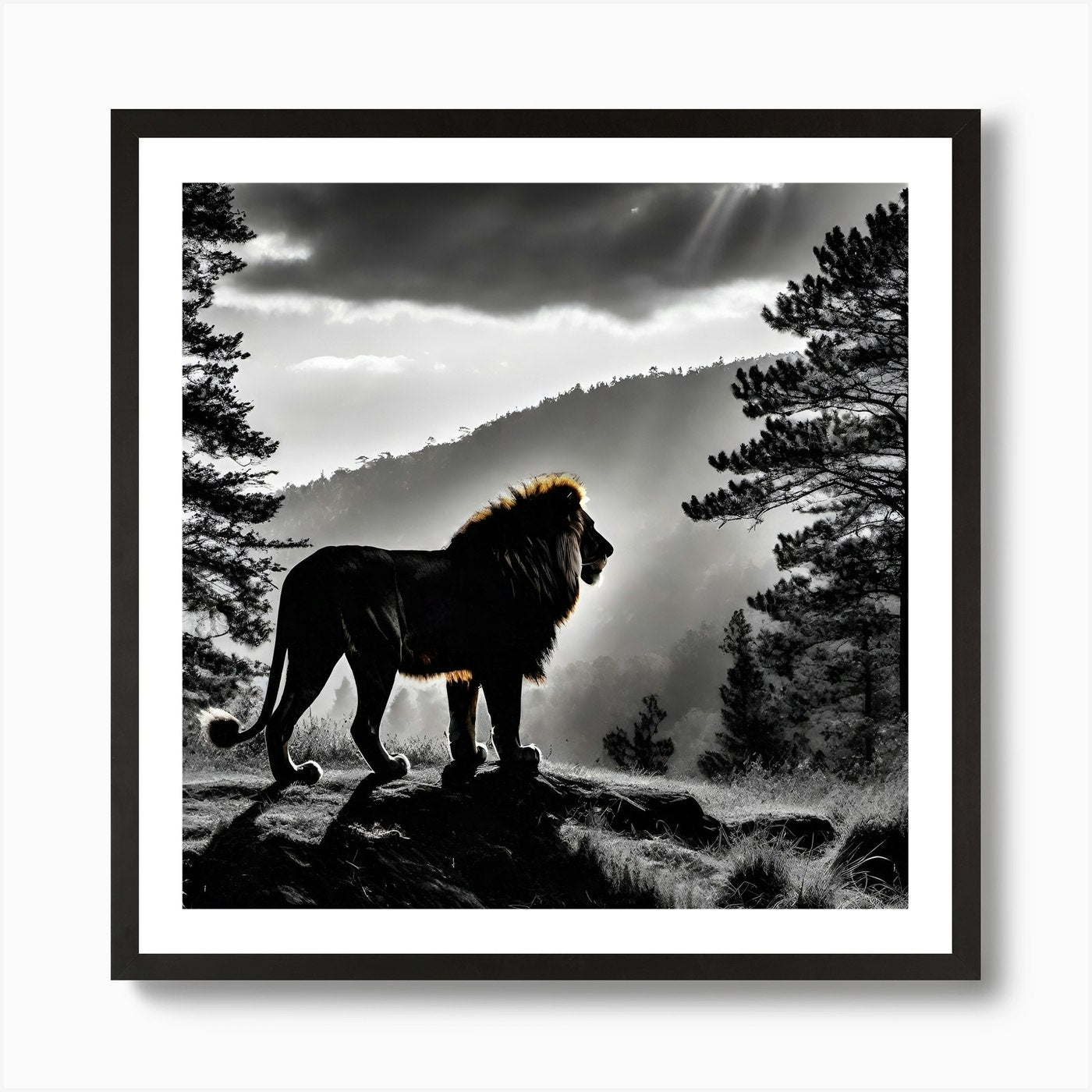 Lion In The Forest 20 Art Print Framed Wall Art Poster Canvas Print Picture
