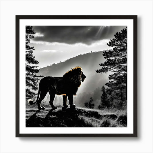 Lion In The Forest 20 Art Print Framed Wall Art Poster Canvas Print Picture