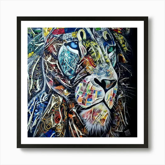 Fabric Lion portrait Art Print Framed Wall Art Poster Canvas Print Picture