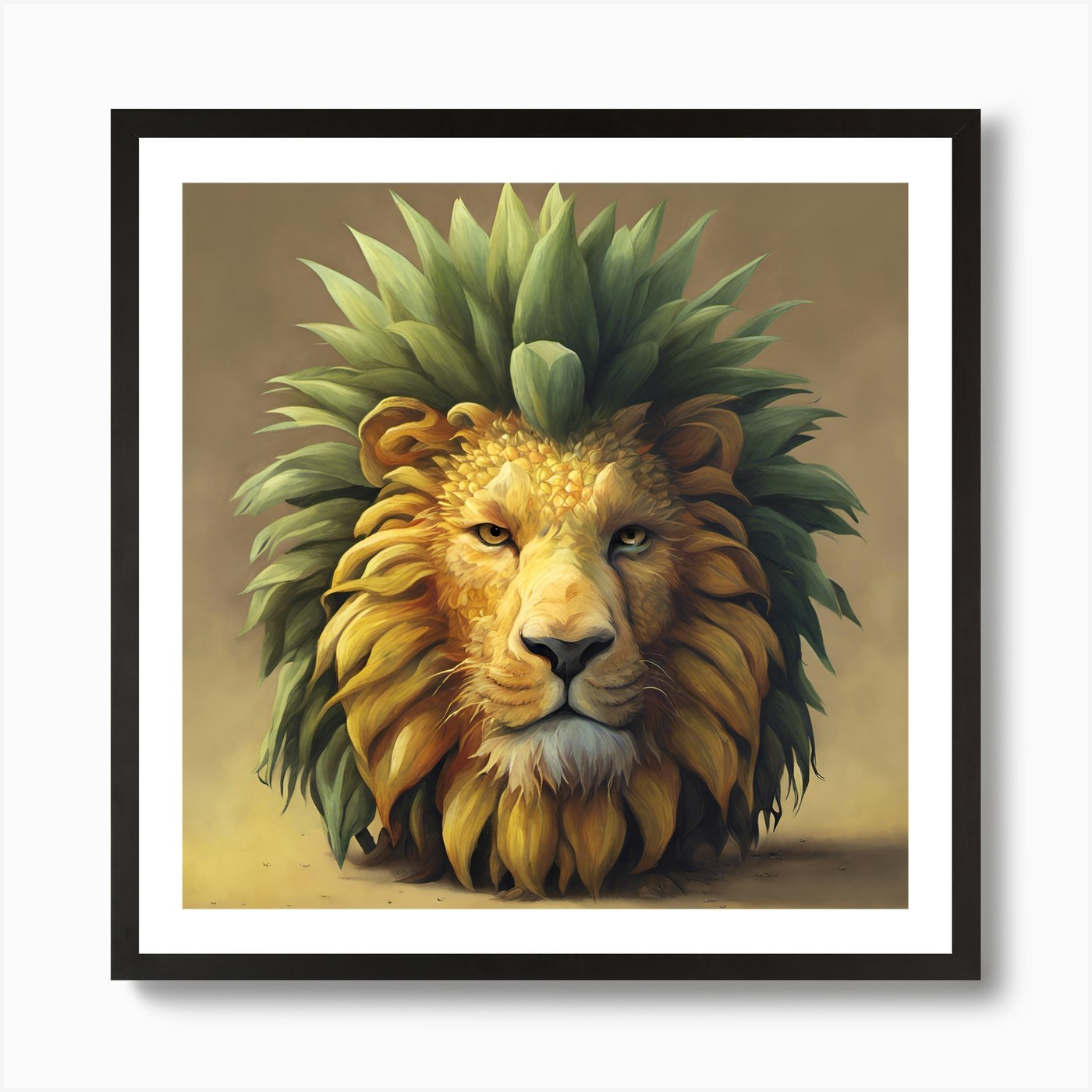 Pineapple lion head Art Print Framed Wall Art Poster Canvas Print Picture
