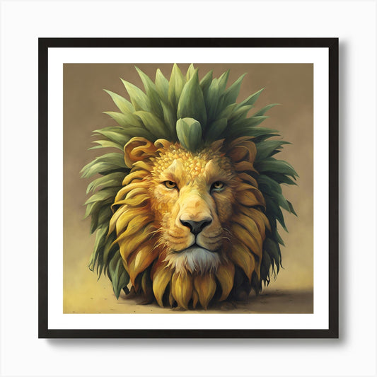 Pineapple lion head Art Print Framed Wall Art Poster Canvas Print Picture