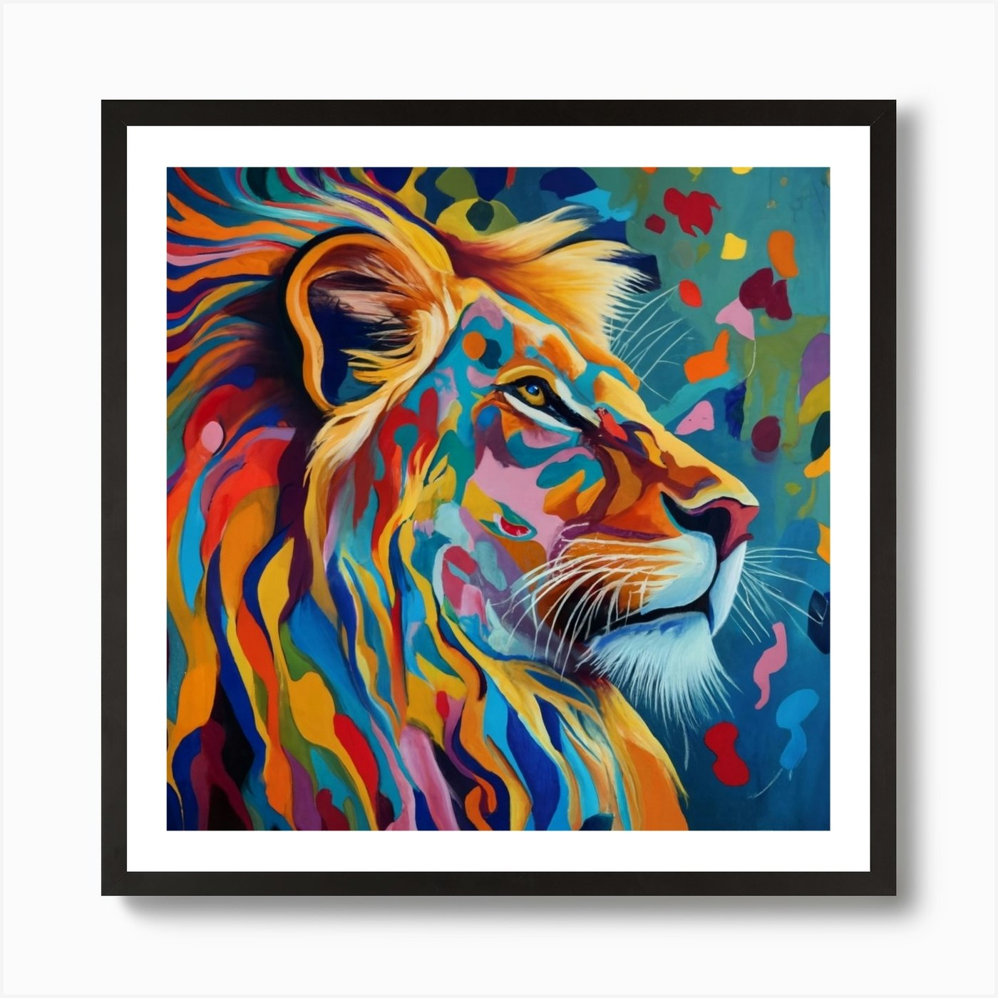 Furieuse Lionne Palette De Couleur  Framed Wall Art Poster Canvas Print Picture