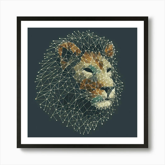 Abstract Lion String Art Concept 1  Framed Wall Art Poster Canvas Print Picture