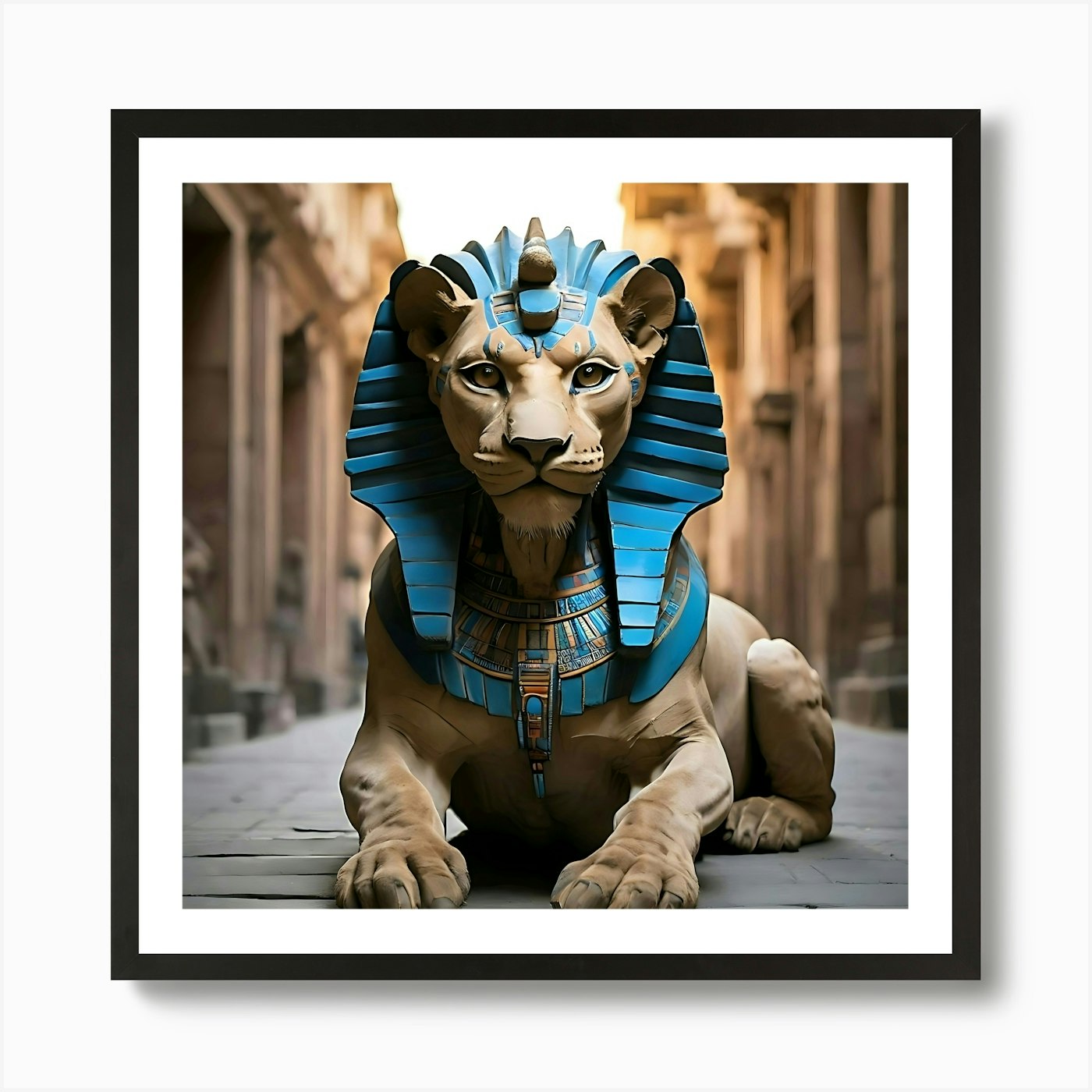 Egyptian Lion Art Print Framed Wall Art Poster Canvas Print Picture