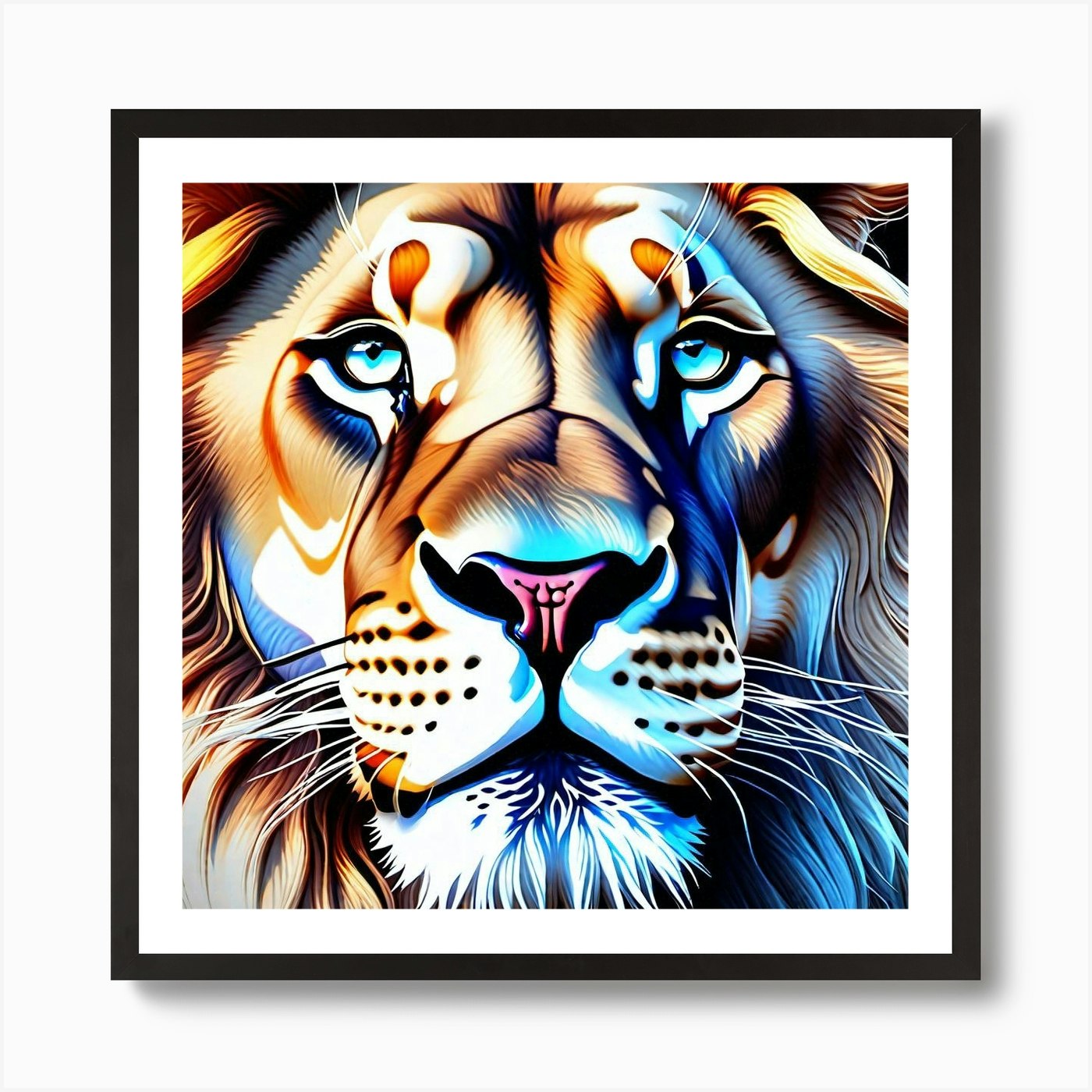 Lion Painting 90 Art Print Framed Wall Art Poster Canvas Print Picture