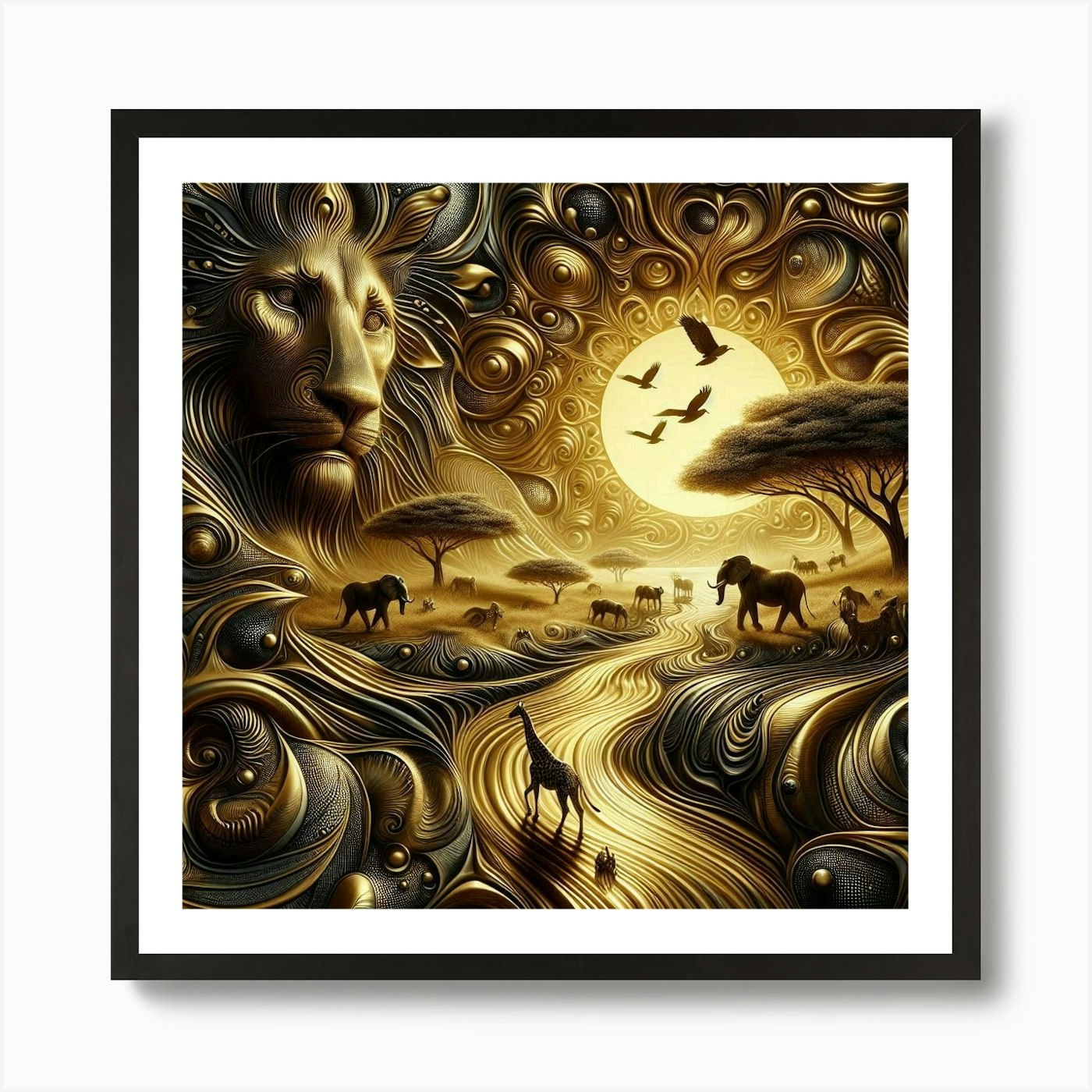 Lion In The Sun 3 Art Print Framed Wall Art Poster Canvas Print Picture