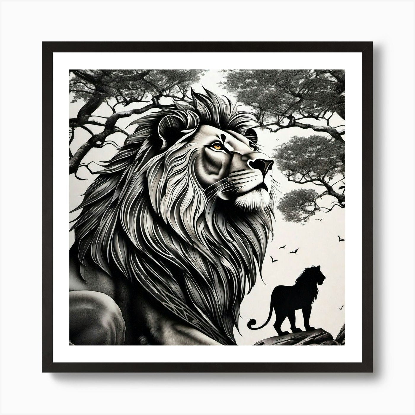 Lion And Lioness Art Print Framed Wall Art Poster Canvas Print Picture