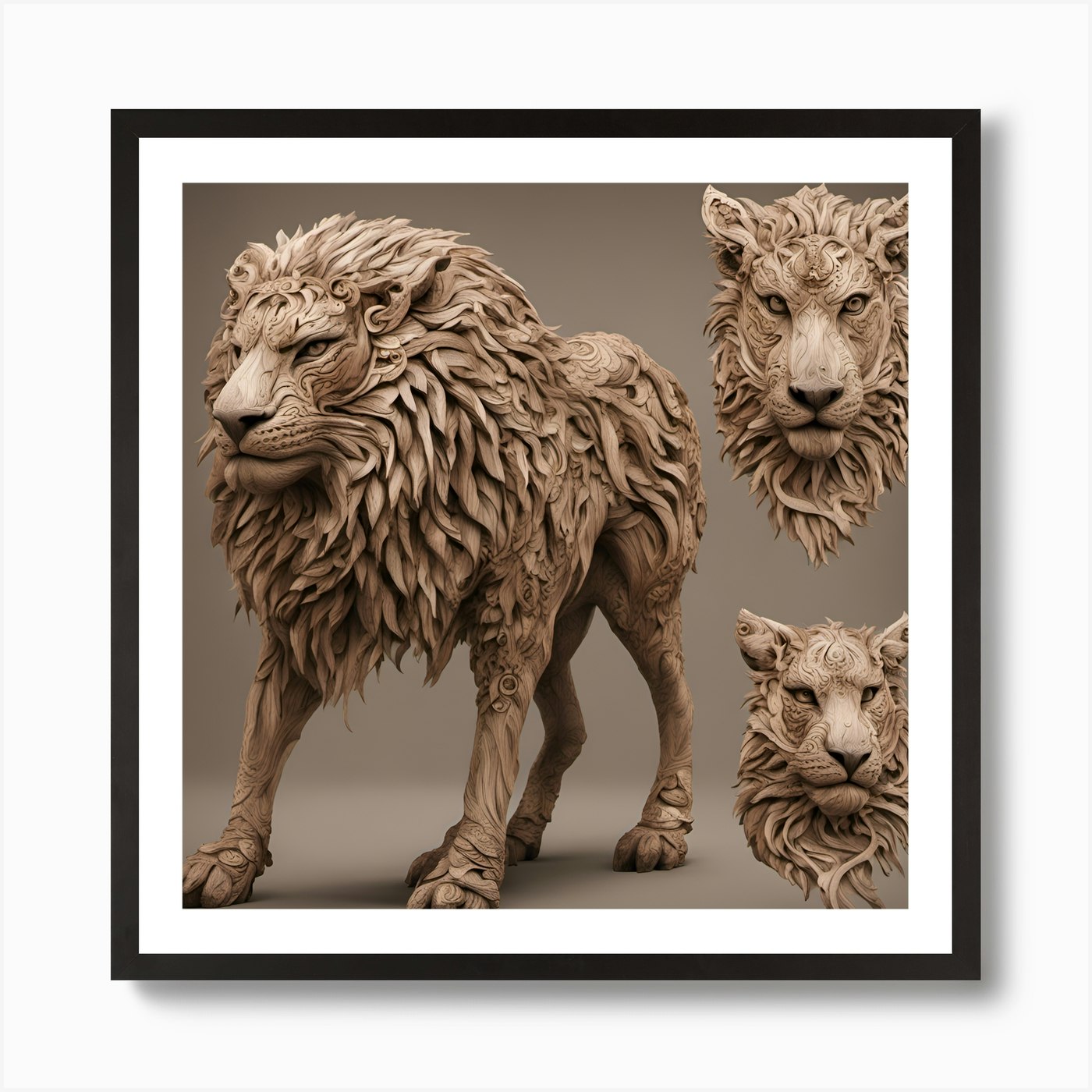 Lions Art Print Framed Wall Art Poster Canvas Print Picture