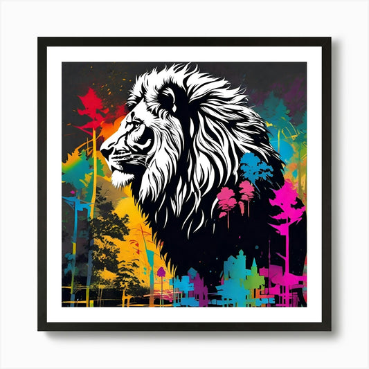 Lion In The Forest 23 Art Print Framed Wall Art Poster Canvas Print Picture