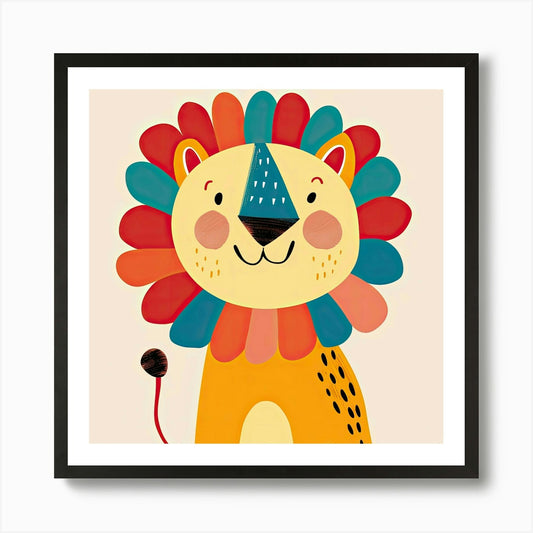 Charming Illustration Lion 1 Art Pr Framed Wall Art Poster Canvas Print Picture