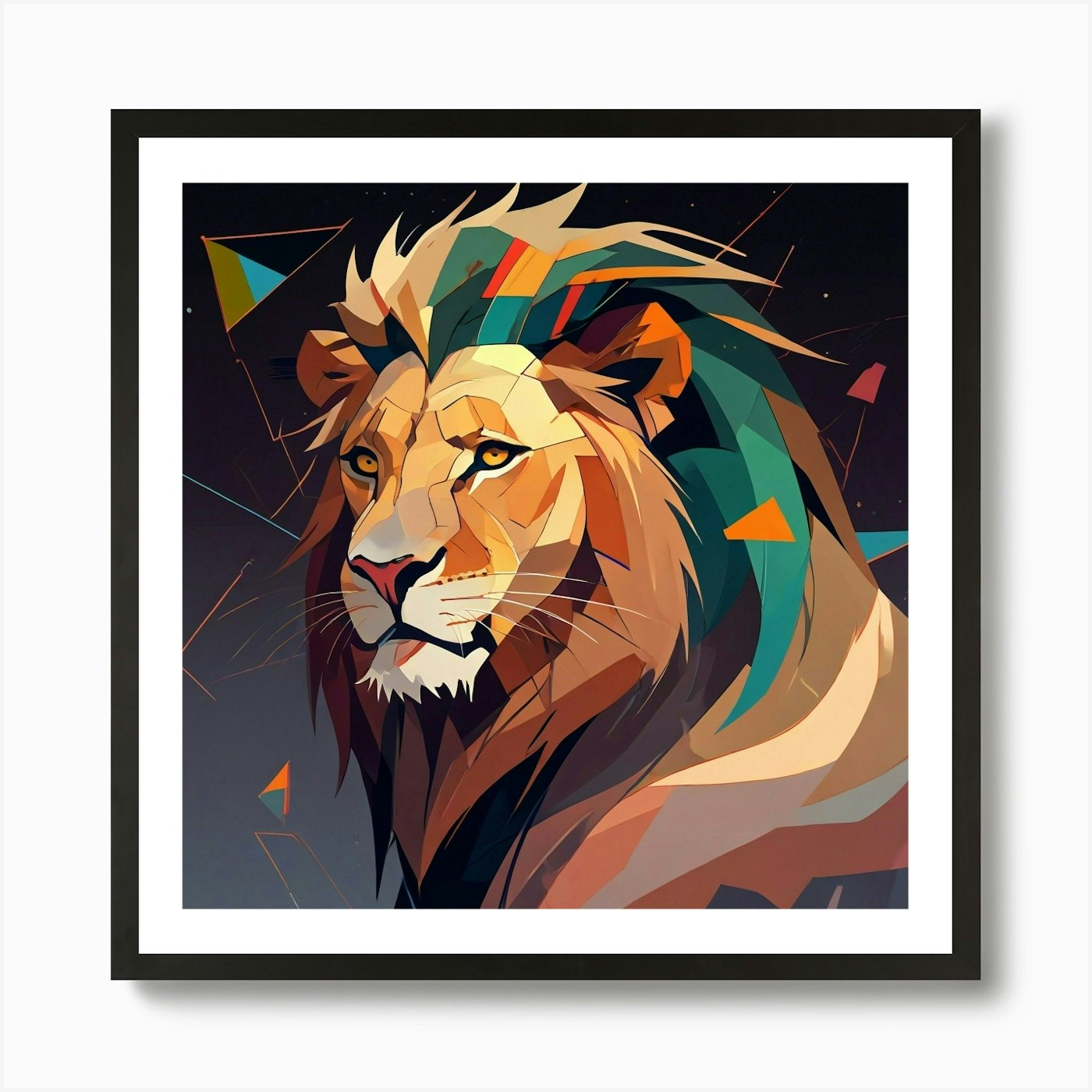 Cubism Art, Lion Art Print Framed Wall Art Poster Canvas Print Picture