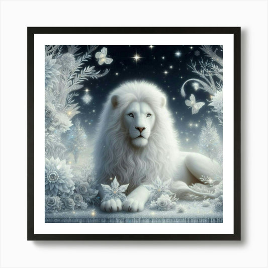White Lion 1 Art Print Framed Wall Art Poster Canvas Print Picture