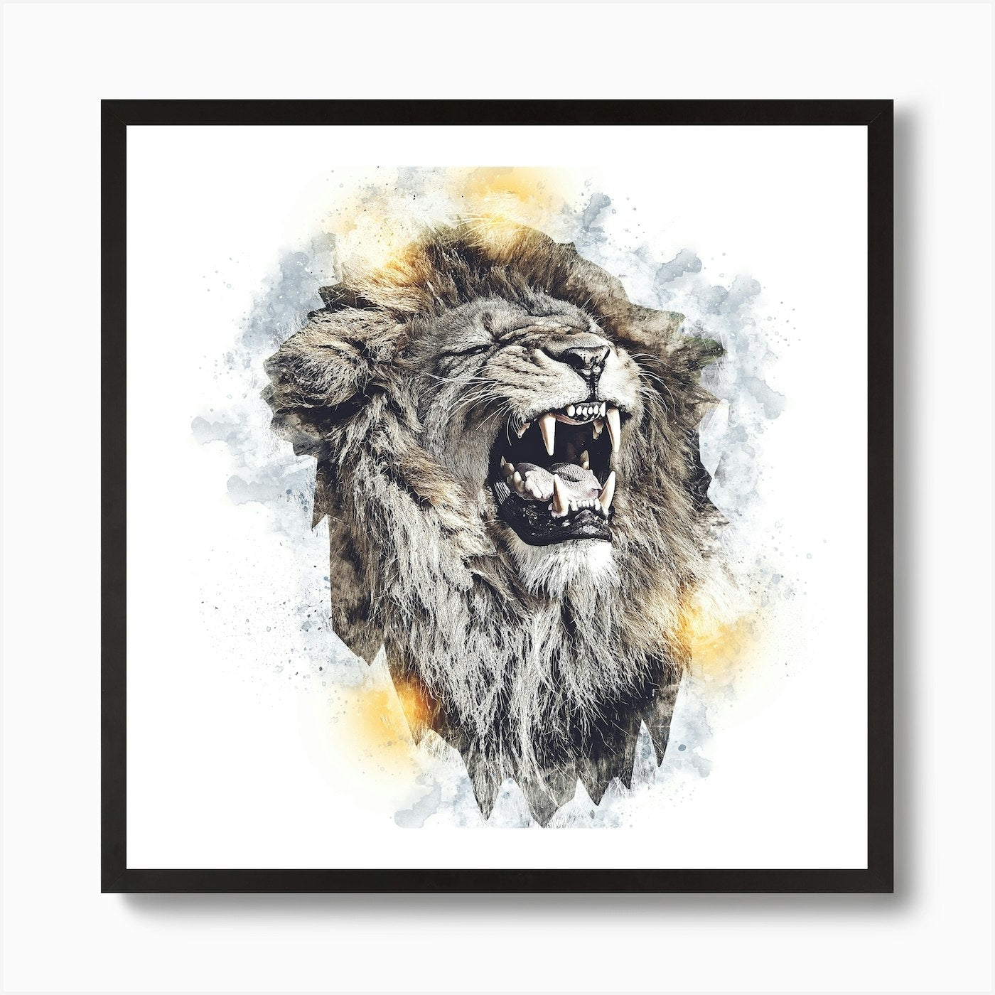 Lion Art Illustration In A Photomon Framed Wall Art Poster Canvas Print Picture