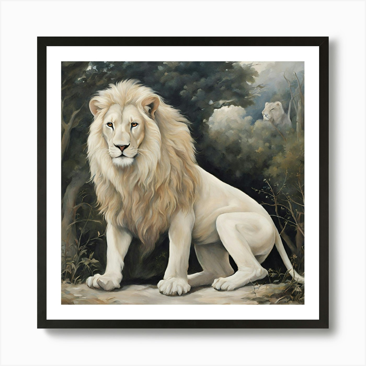 White Lion 1 Art Print Framed Wall Art Poster Canvas Print Picture