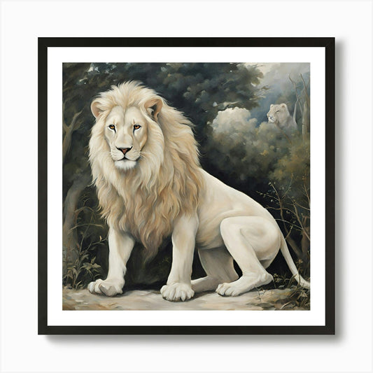 White Lion 1 Art Print Framed Wall Art Poster Canvas Print Picture